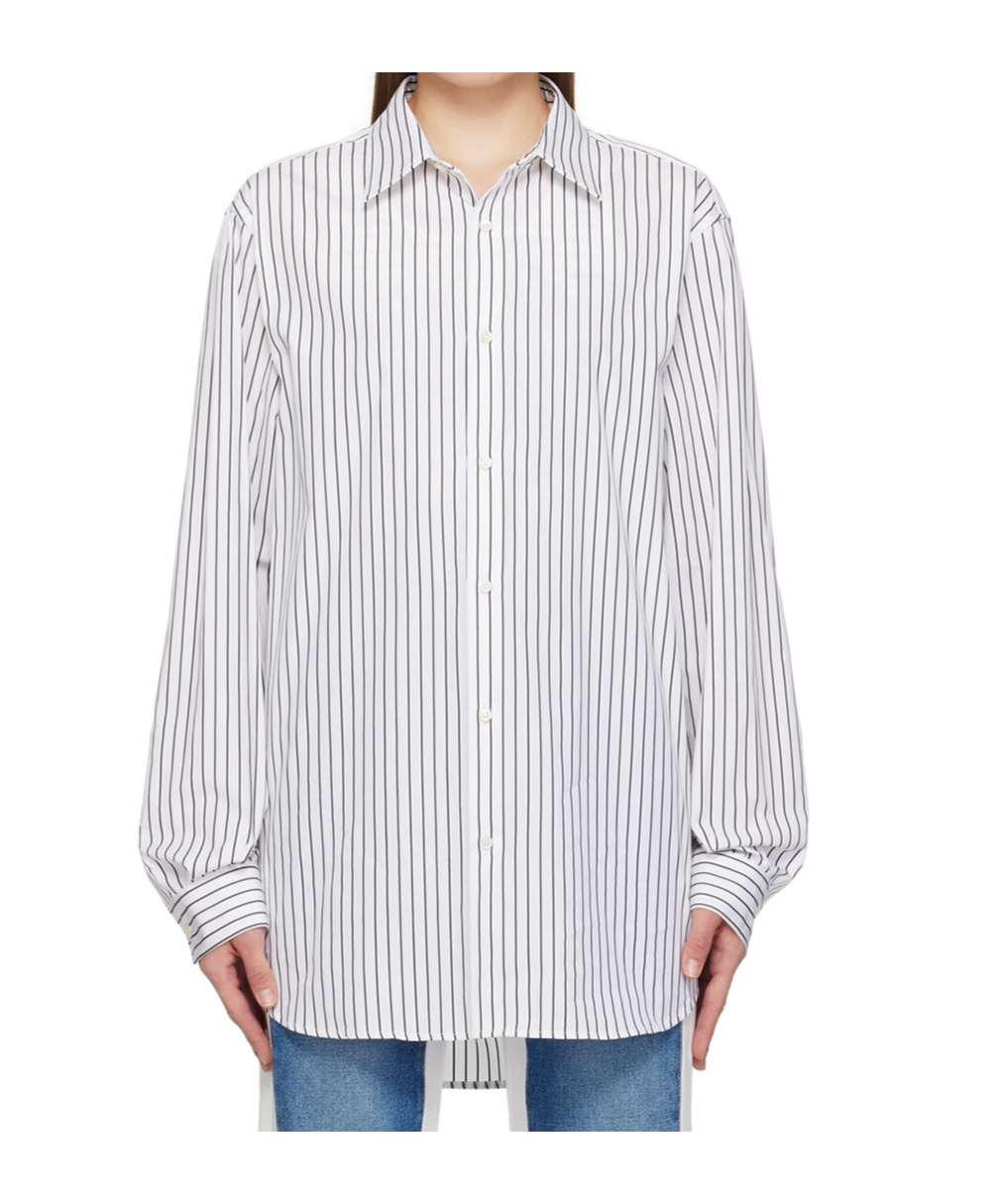 Jean Paul Gaultier Haute Jeannerie Stripe-pattern Oversized-fit Cotton In White