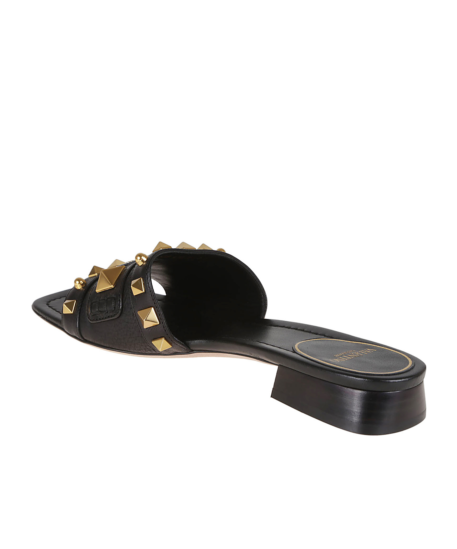 Valentino Garavani Rockstud Square Toe Slip-on Sandals In Black