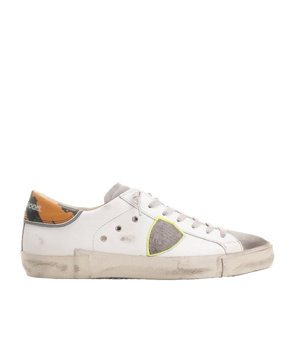Philippe Model Man Sneakers Grey Size 7 Leather In White