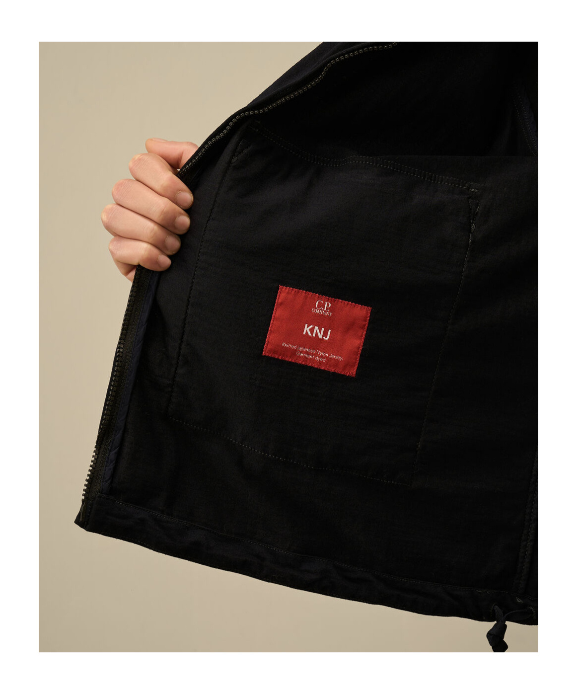 C.p. Company Blue Jacket With Explorer Hood And Adjustable Drawstring Waist In Tech Fabric Man In Black