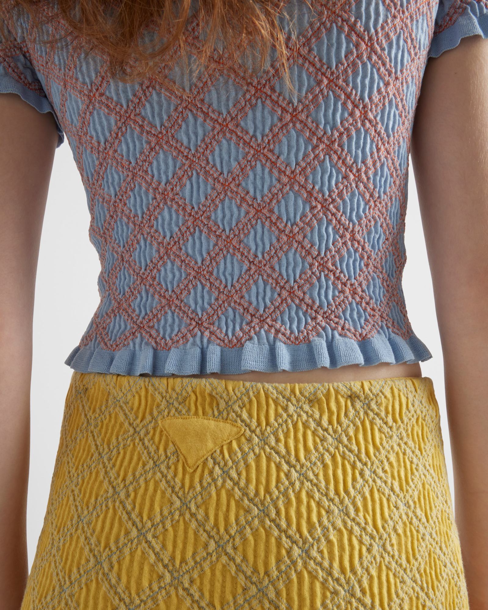 Prada Jacquard Knitted Skirt In Yellow