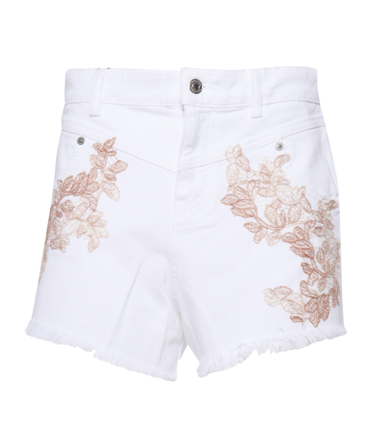Ermanno Scervino Lace-detailed Frayed Denim Shorts