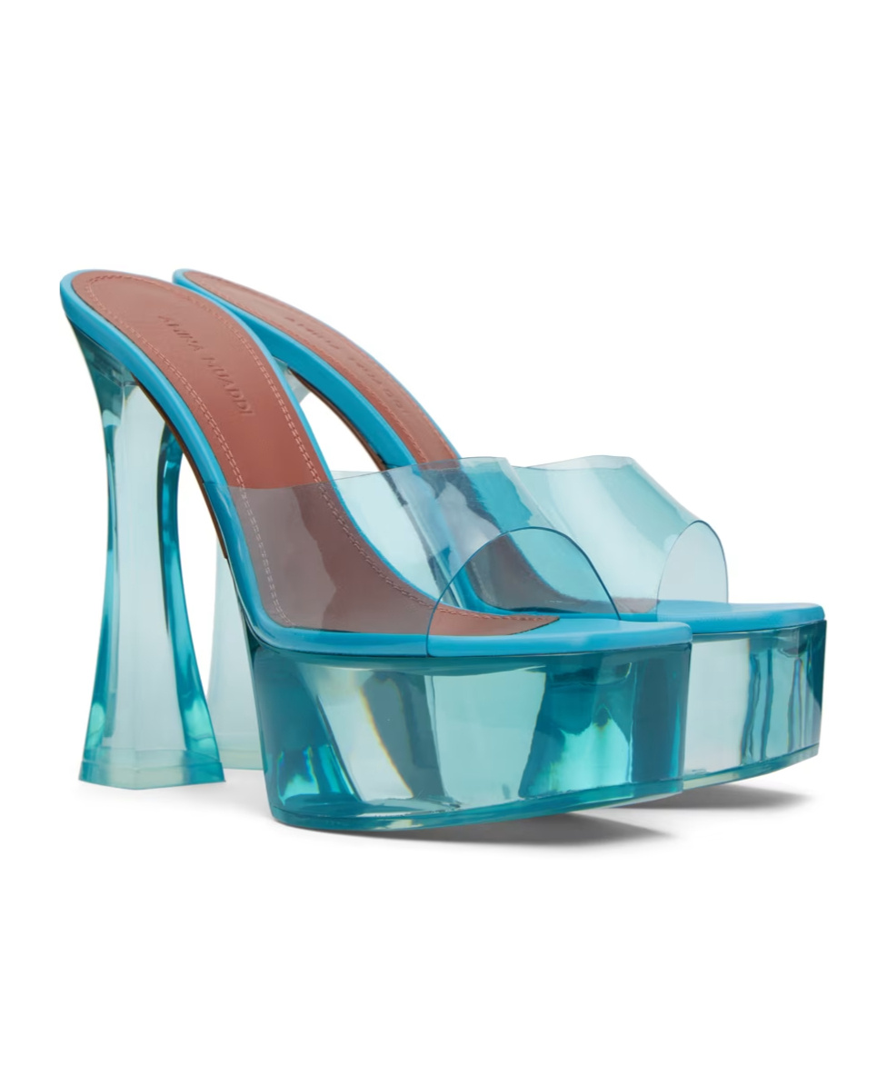 AMINA MUADDI DALIDA GLASS LOGO HIGH-HEELED SANDALS 