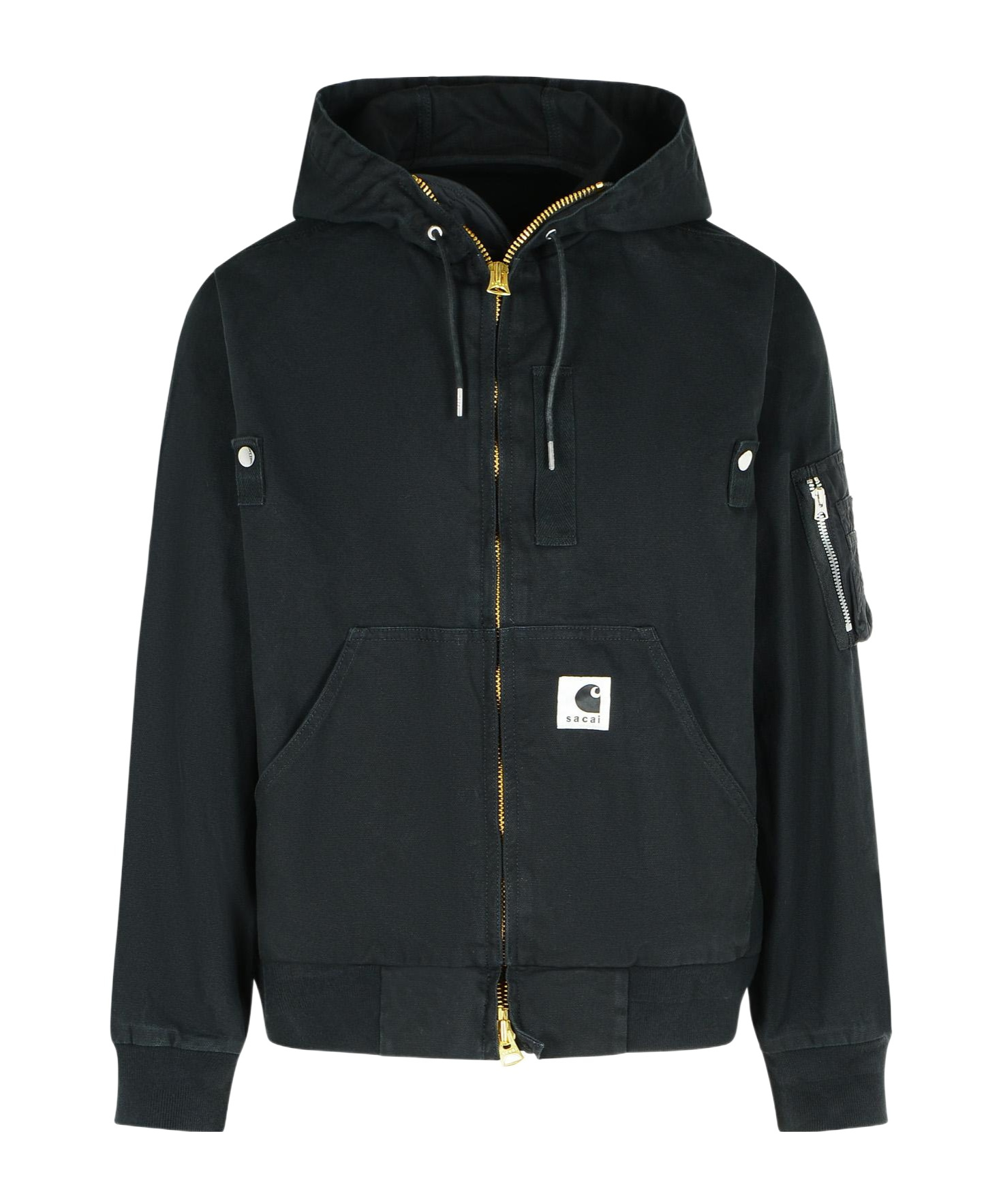 Sacai Hooded Bomber Jacket Arm Pocket In Black