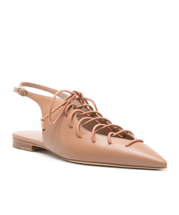 Malone Souliers Alia Nappa Leather Lace-up Flats In Light Brown