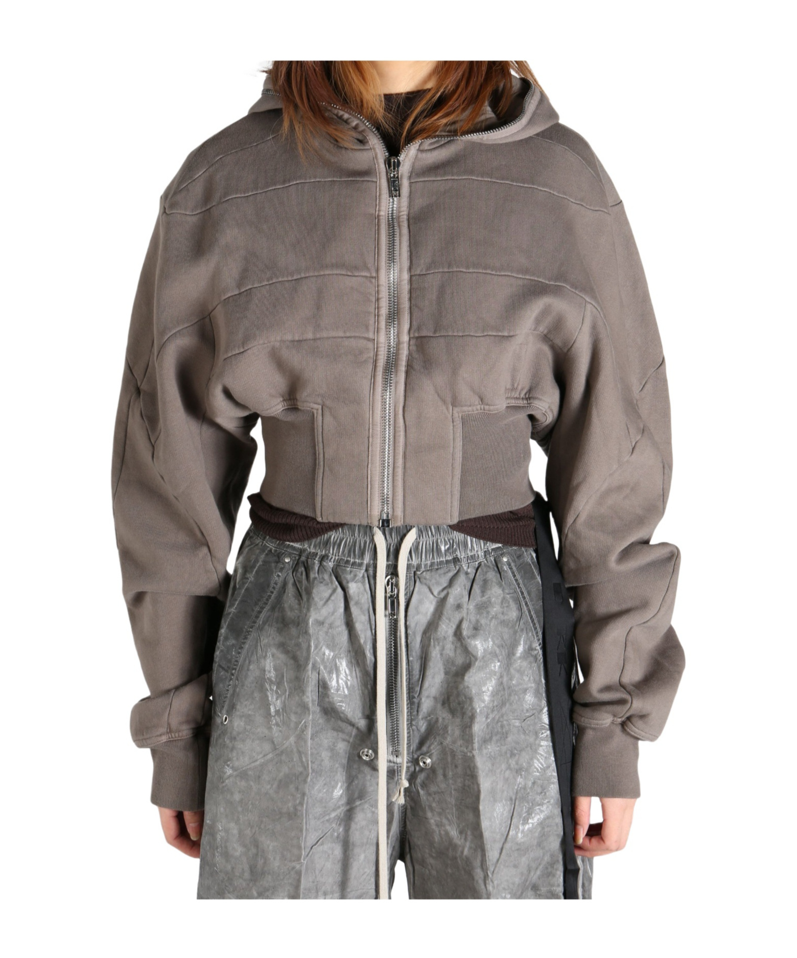 Rick Owens Drkshdw Long-sleeved Hoodie In Gray