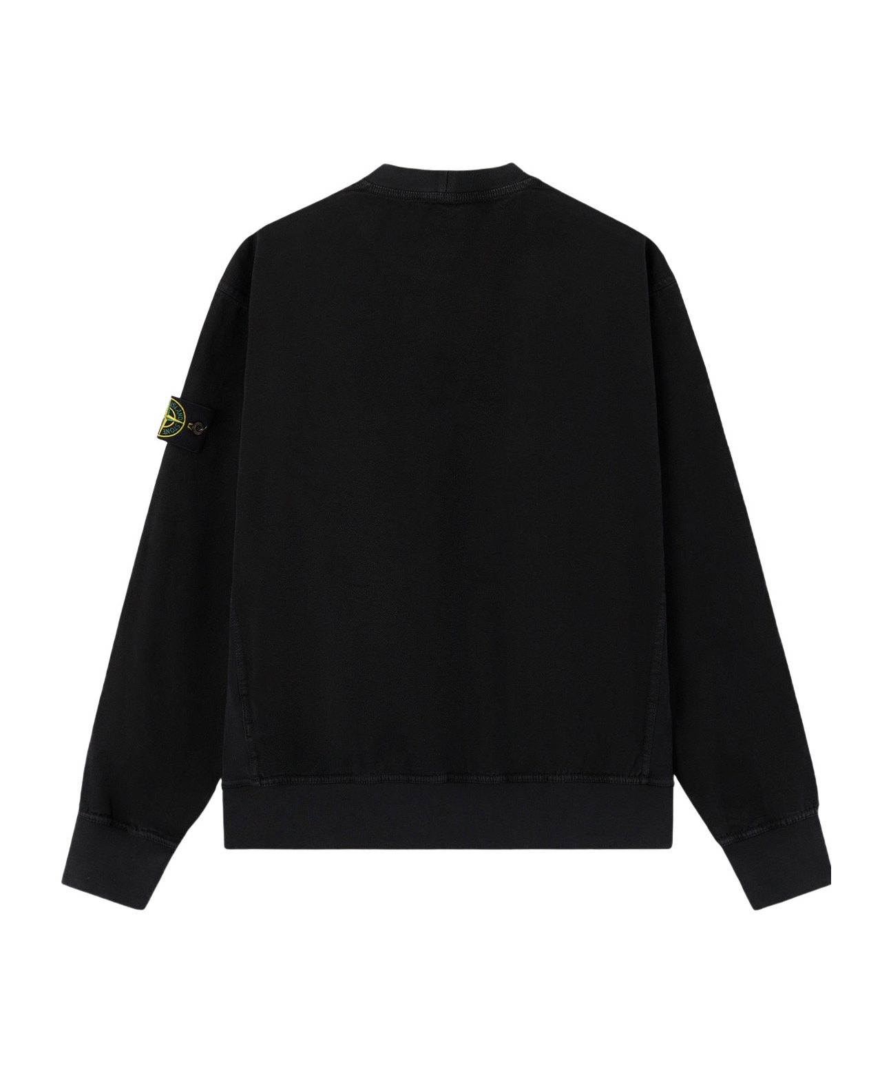 Stone Island Ribbed Hem Long Sleeve Crew Neck Sweater In Black