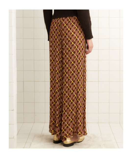 Bode Geometric Print Midi Skirt In Brown