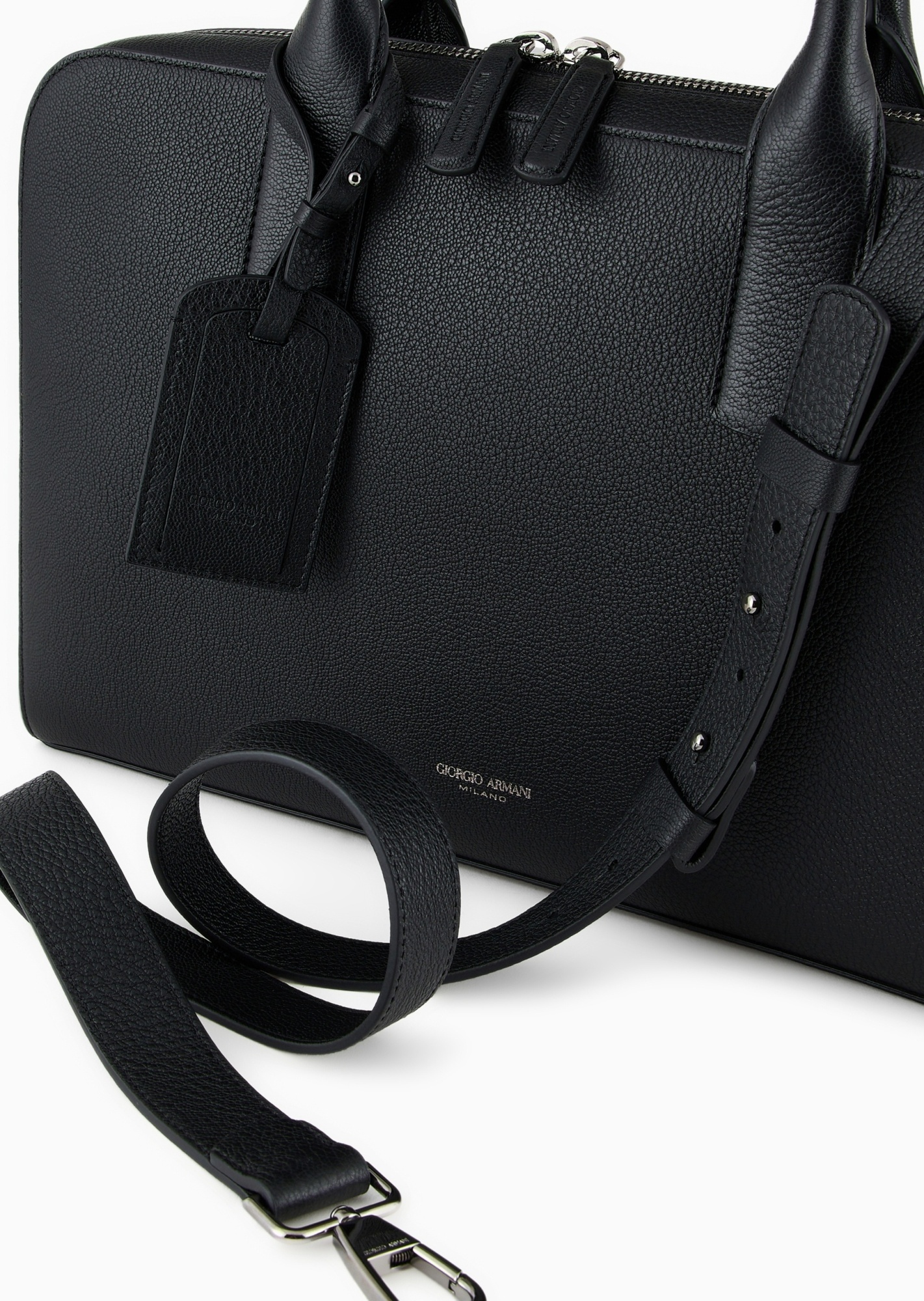 Giorgio Armani Logo-stamp Leather Laptop Bag