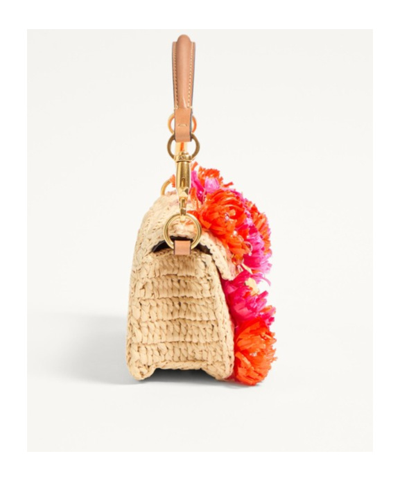 Valentino Small Shoulder Bag With Flowers And Beads In Nude