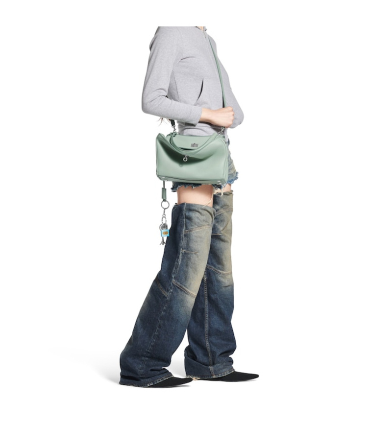 Balenciaga Rodeo Small Calfskin Top-handle Bag In Mineral Green