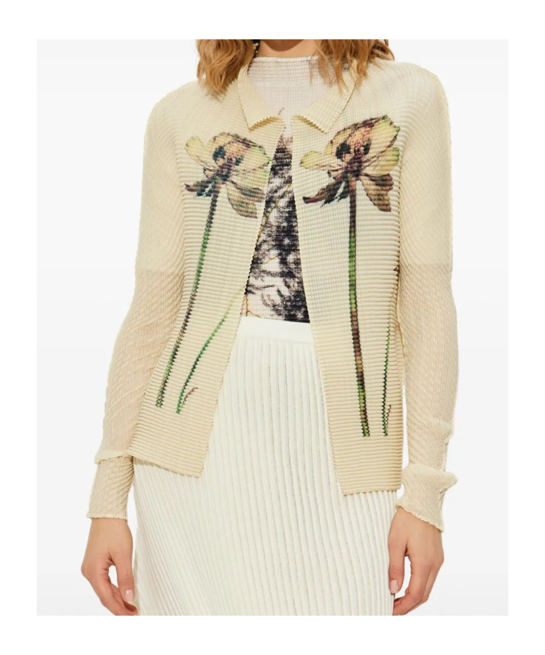 Issey Miyake Pressed Flora Pleats Top Shirt Clothing In Yellow