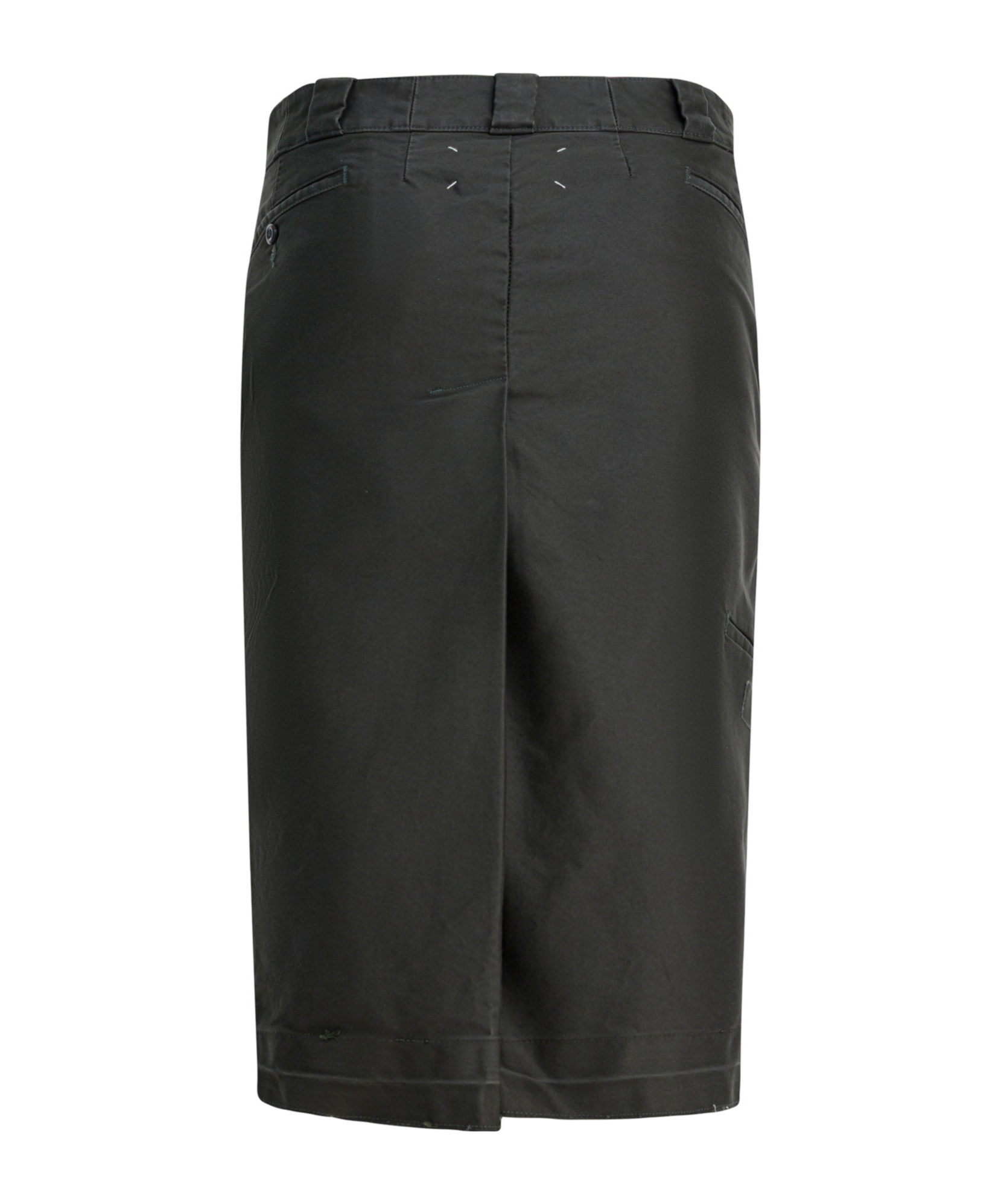 Maison Margiela Midi Skirt With Back Pocket And Front Slit In Gray