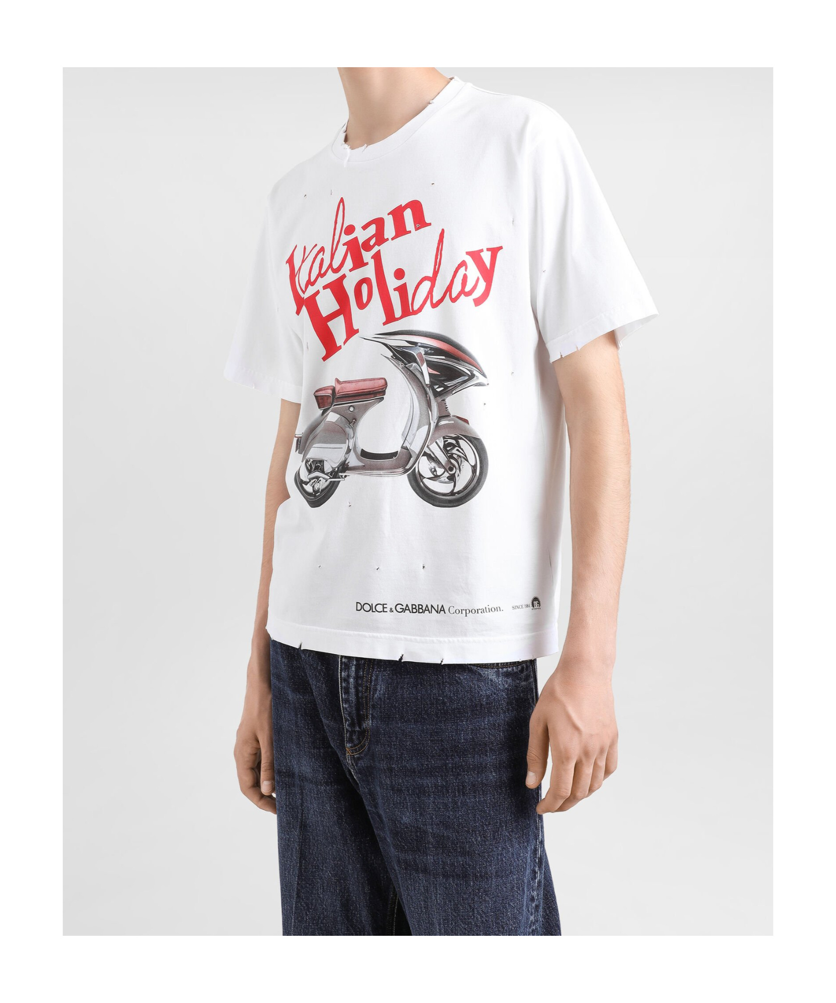 Dolce & Gabbana Cotton T-shirt With Vespa Print In White