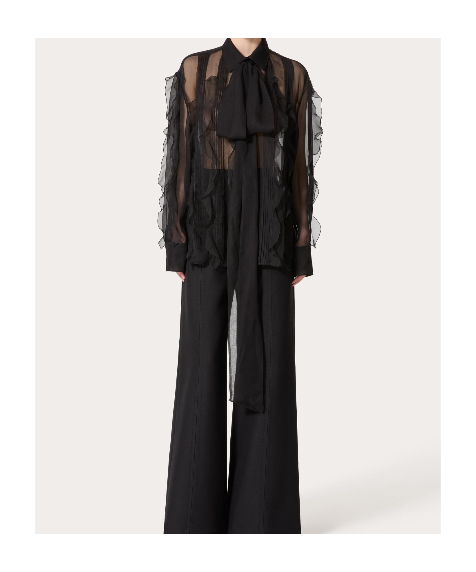 Shop Valentino Chiffon Blouse In Black
