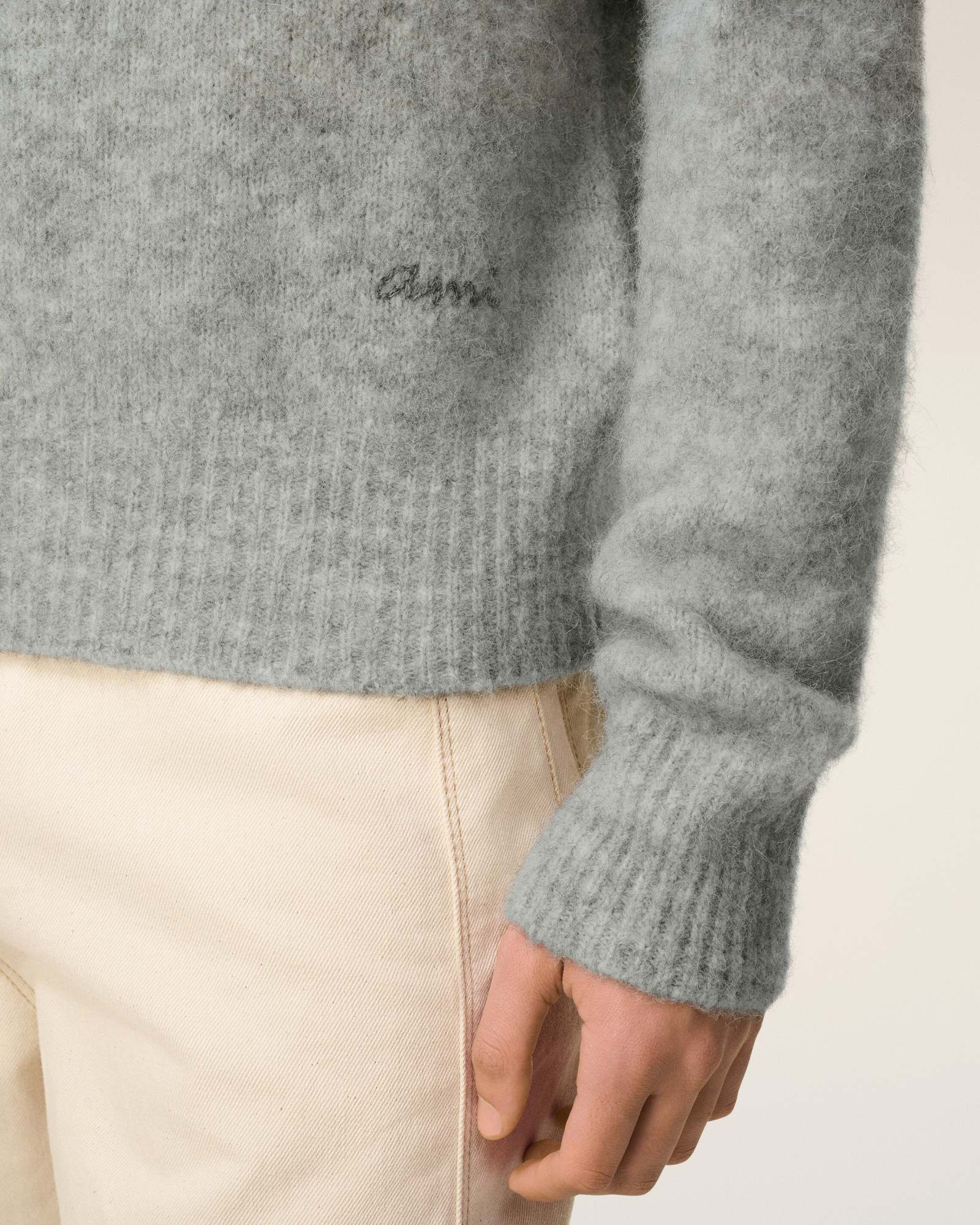 Ami Alexandre Mattiussi Ami Paris Grey Wool And Alpaca Polo Sweater Ami Paris In Gray