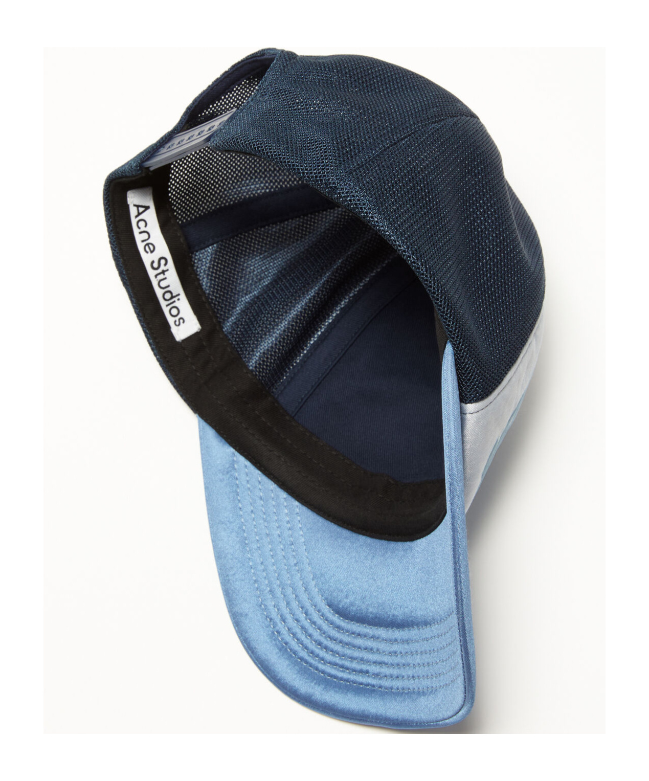 Acne Studios Flocked-logo Mesh Hat In Blue