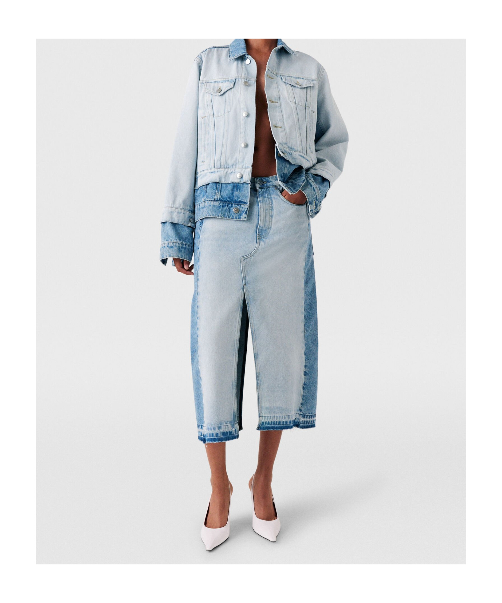 Stella Mccartney Contrast-matched Denim Jacket In White