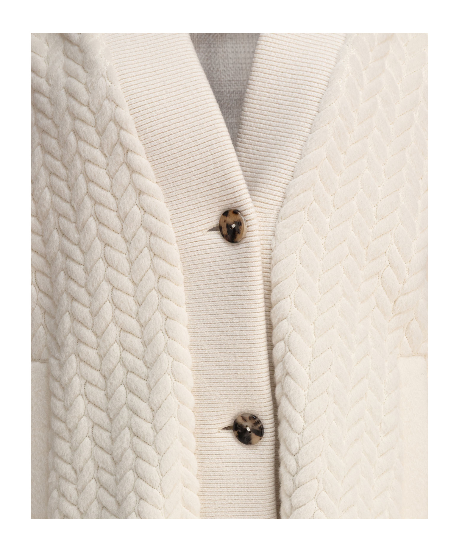 Agnona Ribbed Cuffs Shawl Collar Side Pockets Textured Pattern In Neutral