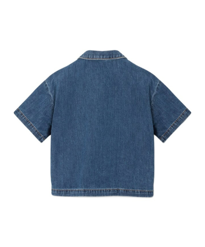 Versace Medusa Head-motif Denim Shirt In Blue
