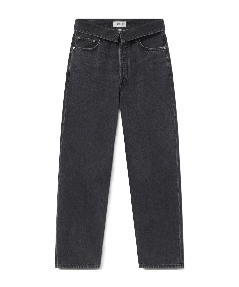 Agolde Echo High-rise Tapered-leg Jeans In Black