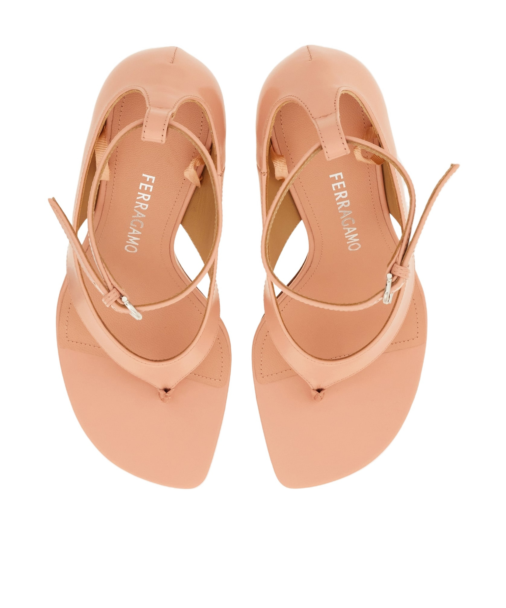 Ferragamo Leather Leliu 95 Thong Sandals With Bow Detail In Pink