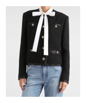 Dolce & Gabbana Jeweled Button Boucle Jacket In Black