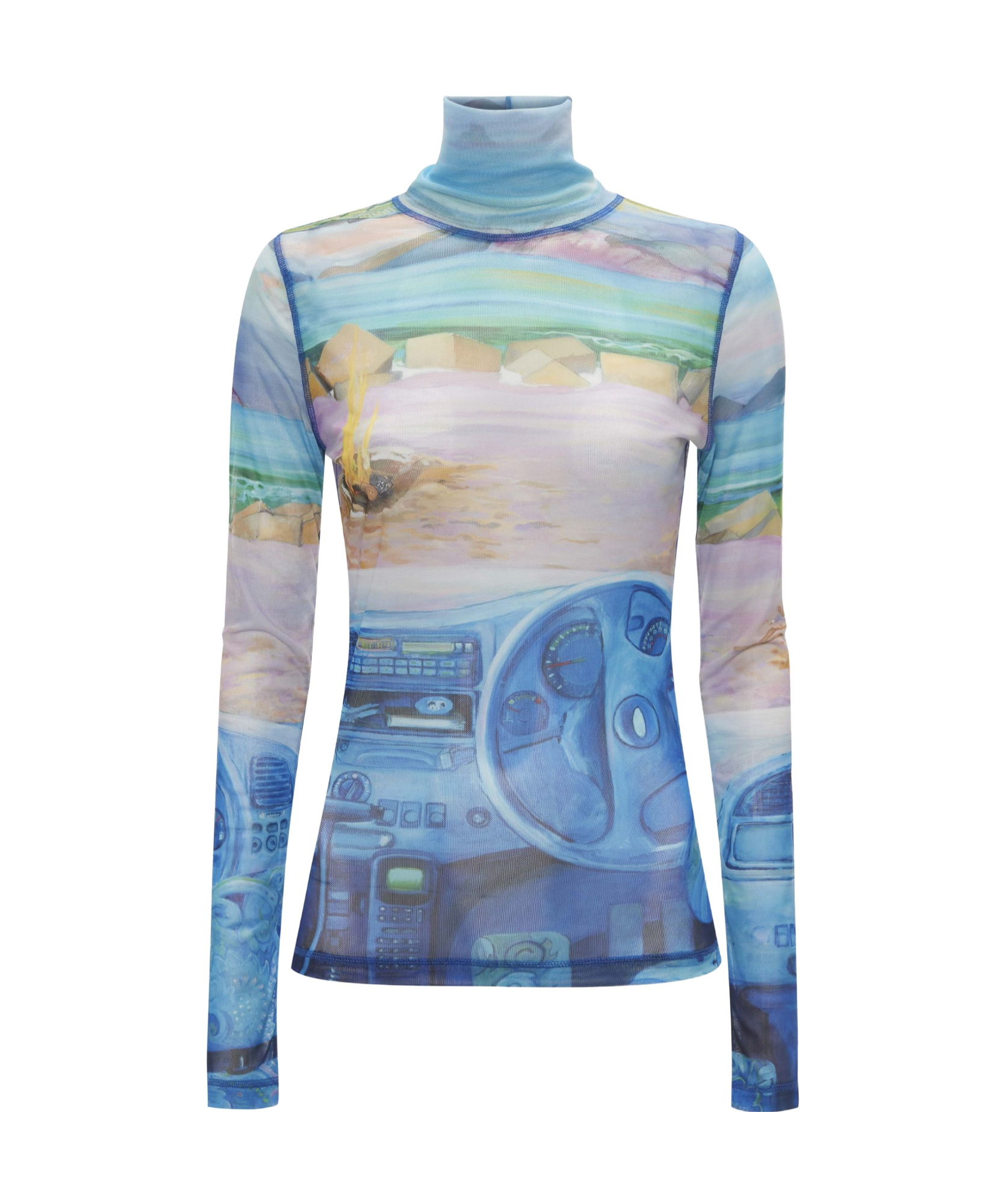 Jw Anderson Print Semi-transparent Top Tops In Blue