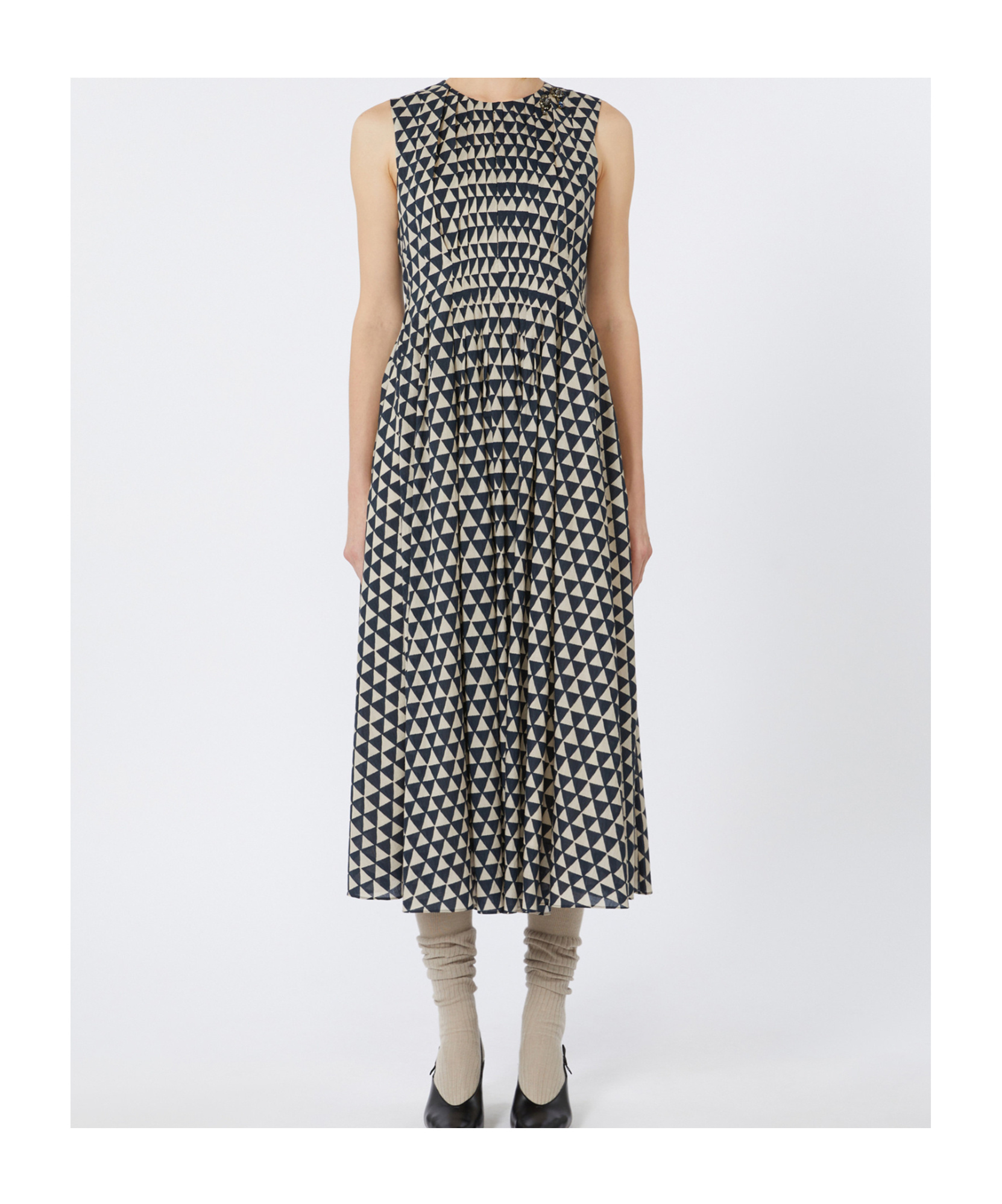 Max Mara Cotton Voile Printed Midi Dress In Black