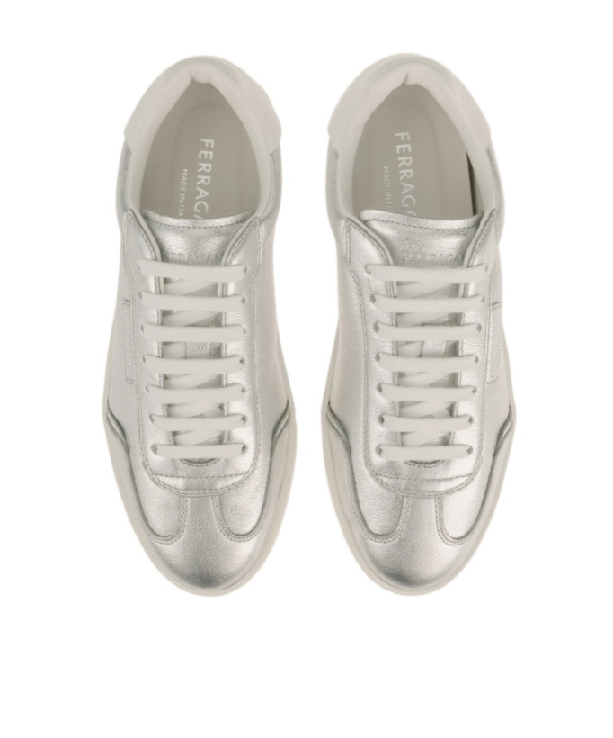 Ferragamo Leather Low-top Sneakers In Silver