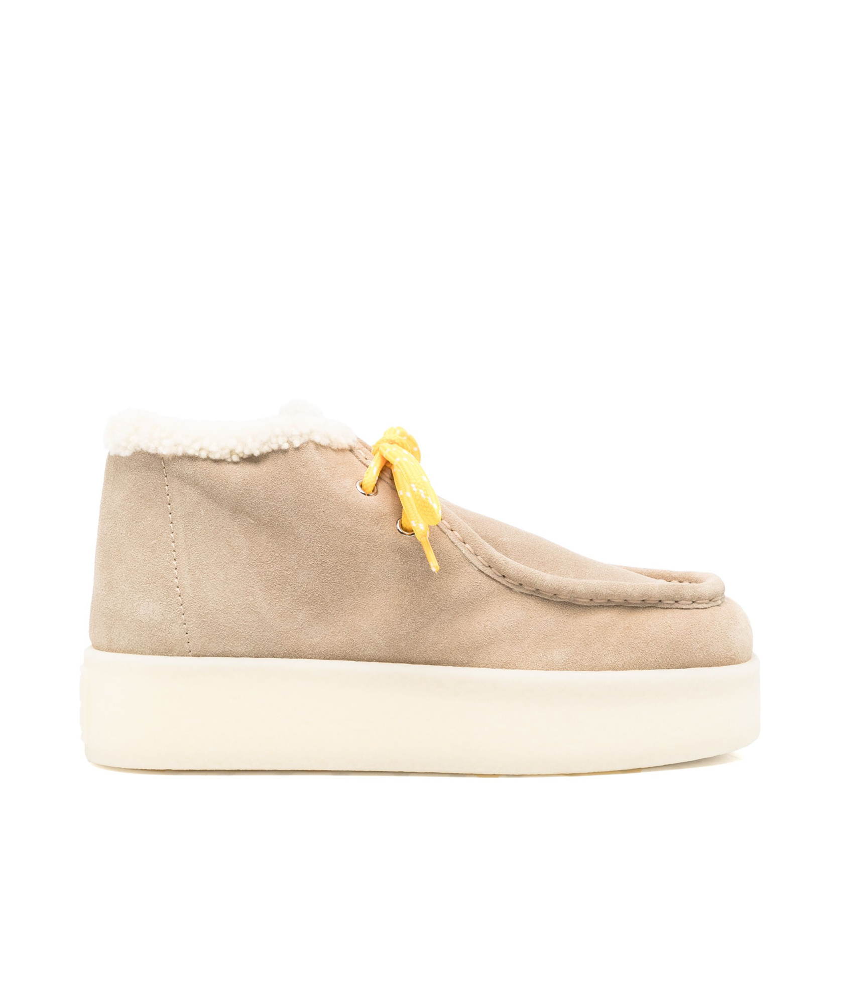 Miu Miu Suede Flatform Boots In Nude