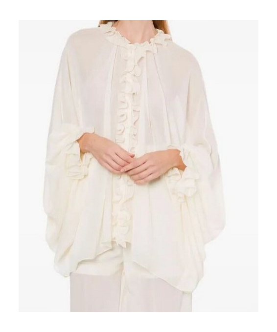 Philosophy Di Lorenzo Serafini Silk Blend Georgette Cape Shirt In White