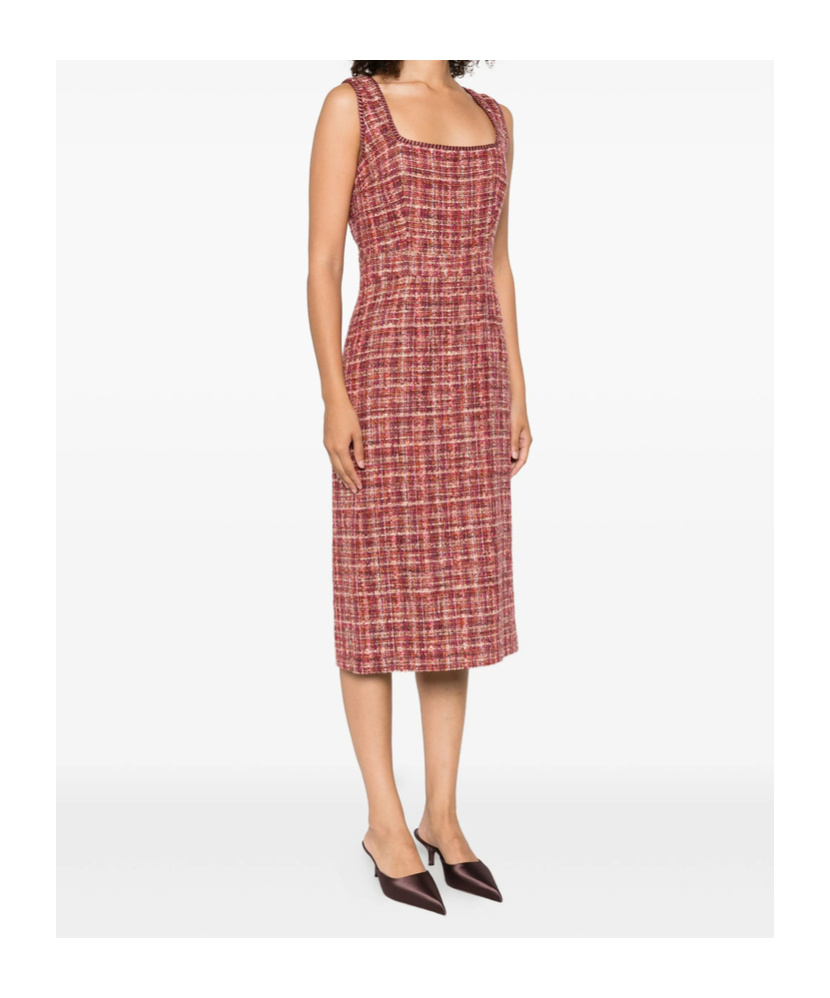Etro Paisley Cotton And Wool-blend Midi Dress In Pink