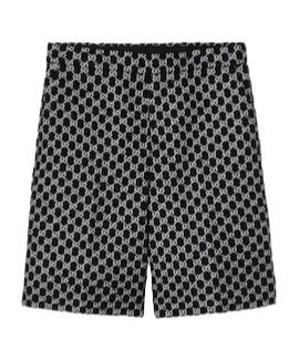 Gucci Gold And Silver Thread Blended Shorts In Black