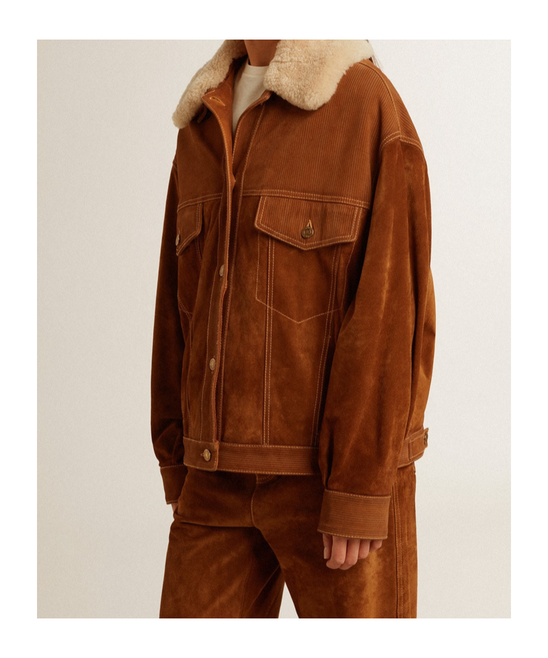 Golden Goose Journey Suede Jacket With Removable Collar In Brown