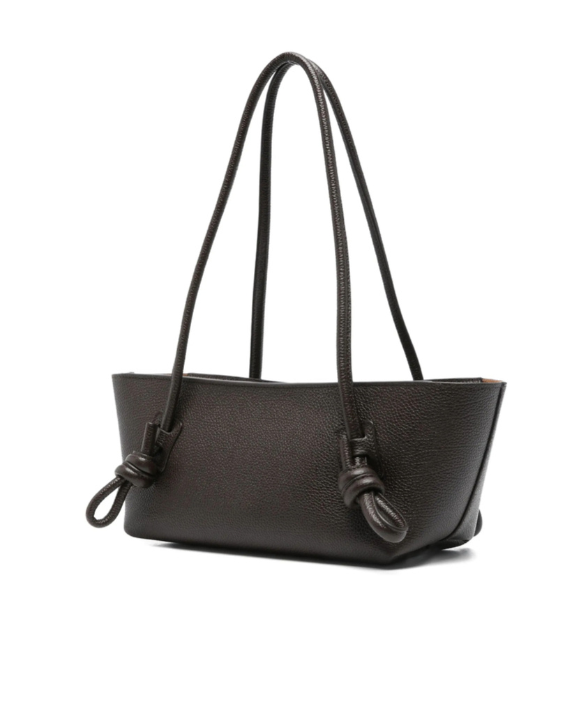 Hereu Textured Shoulder Bag Knotted Handles In Brown