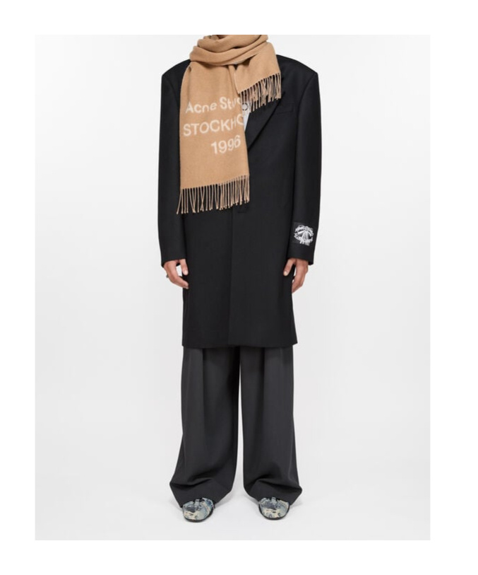Acne Studios Logo Jacquard Scarf In Nude