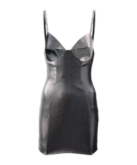 Area Embellished Coated Minidress In Gray