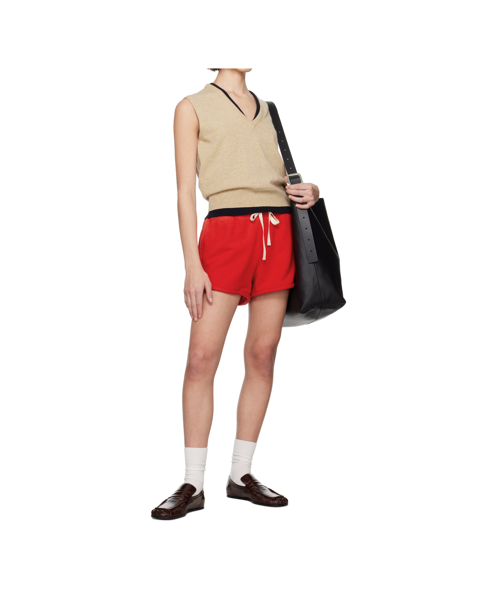Jil Sander Red Cotton Terry Shorts