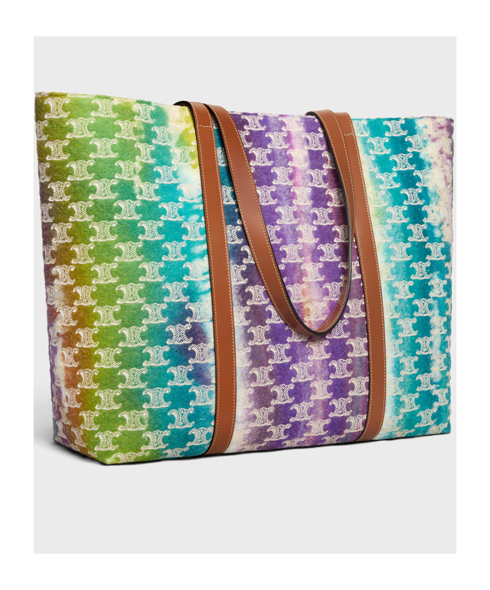 CELINE HORIZONTAL MUSEUM BAG IN TEXTILE WITH TRIOMPHE EMBROIDERIES AND CALFSKIN