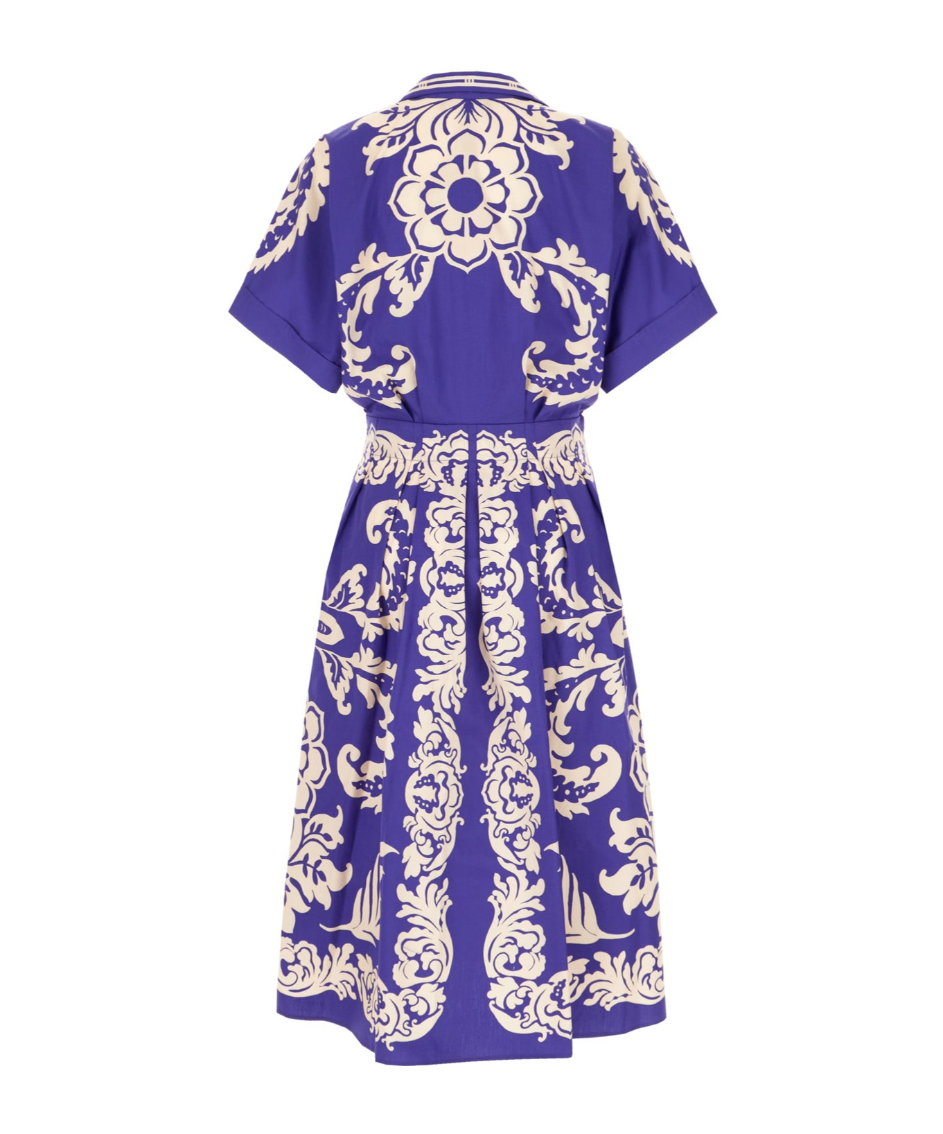 Etro Cotton Dress With Belt And Pleated Skirt