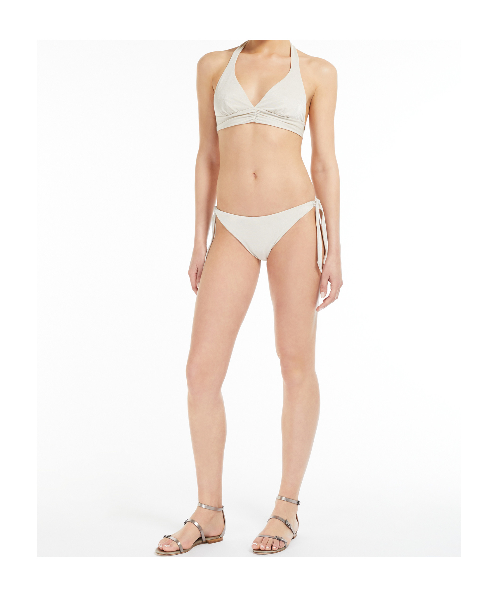 Max Mara Knitted Gold And Silver Bikini Swimsuit In White