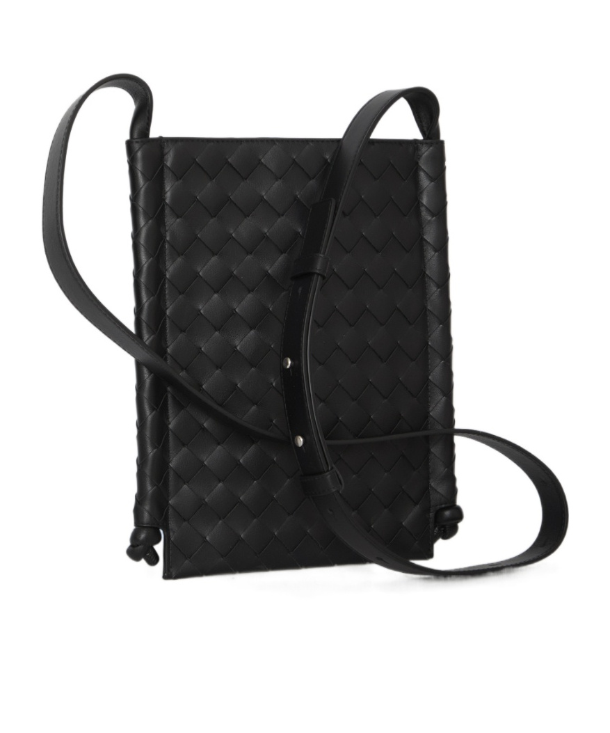 Bottega Veneta Small Loop Flat Crossbody Bag In Black