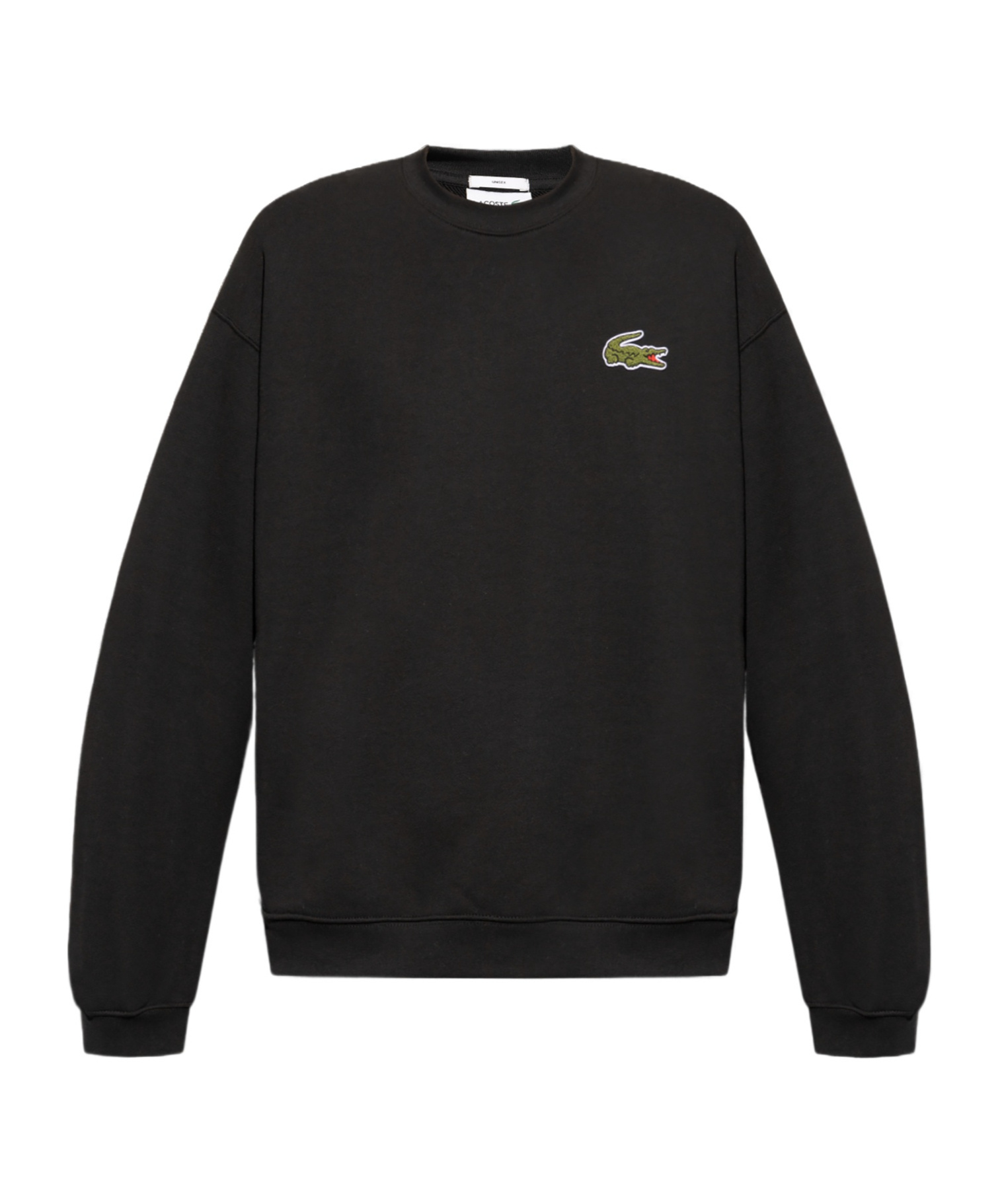 Lacoste Crocodile Badge Cotton Sweatshirt In Black