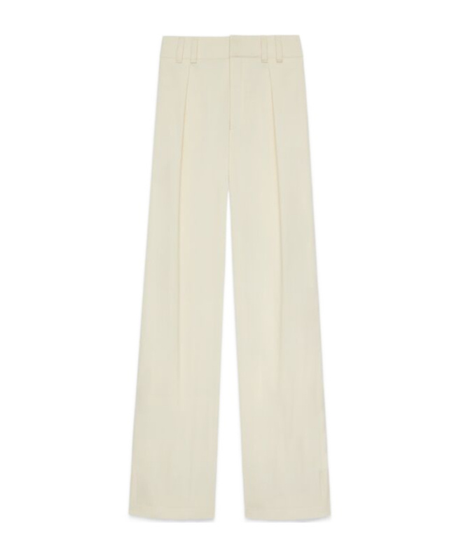Saint Laurent Dart-detailed Straight Trousers In White