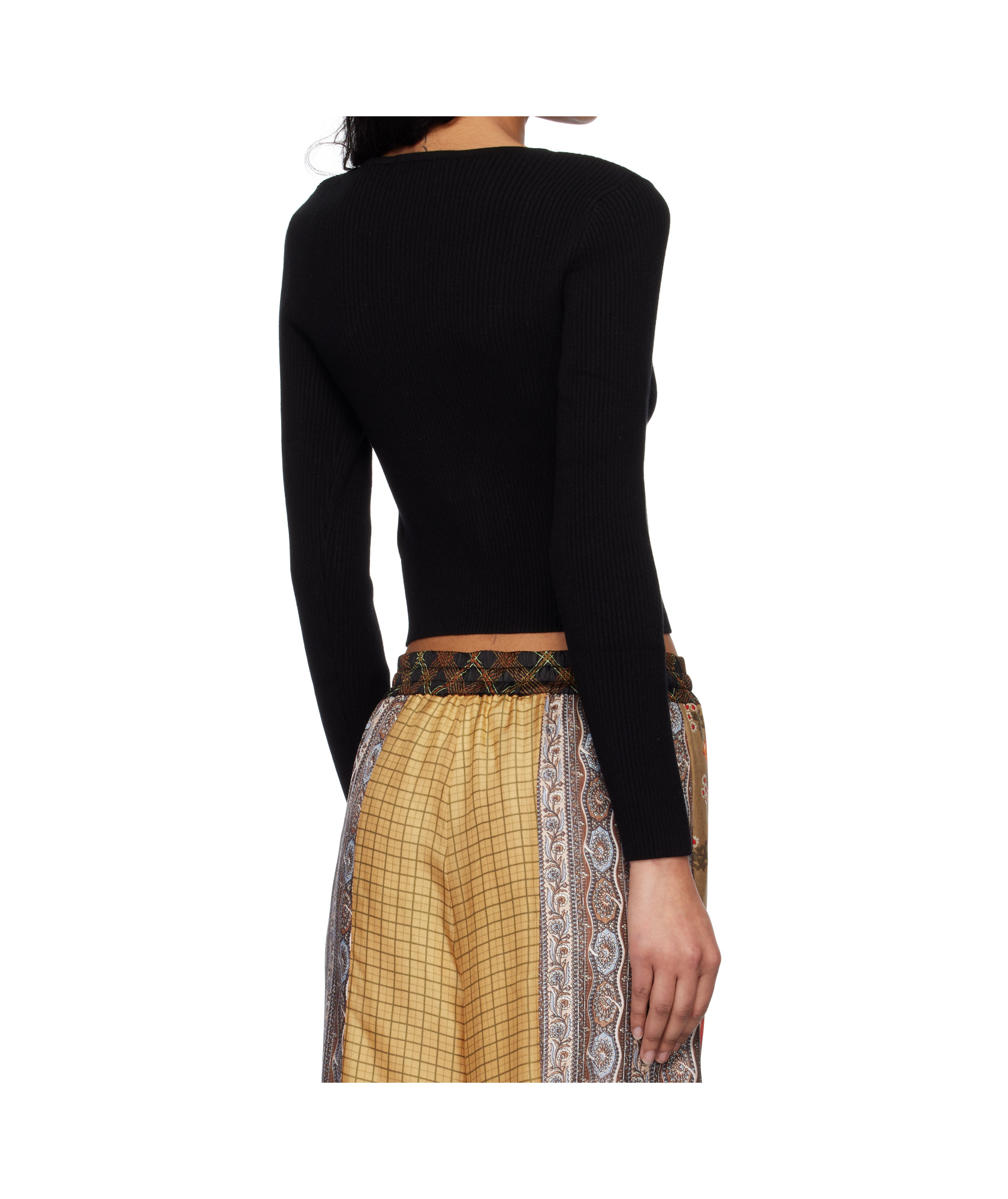 Marine Serre Black Moon Jewelry Knit Open Cardigan In Black