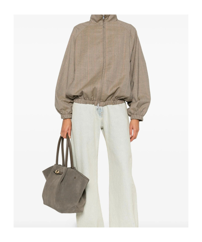 The Frankie Shop Houndstooth Bomber Jacket In Neutral