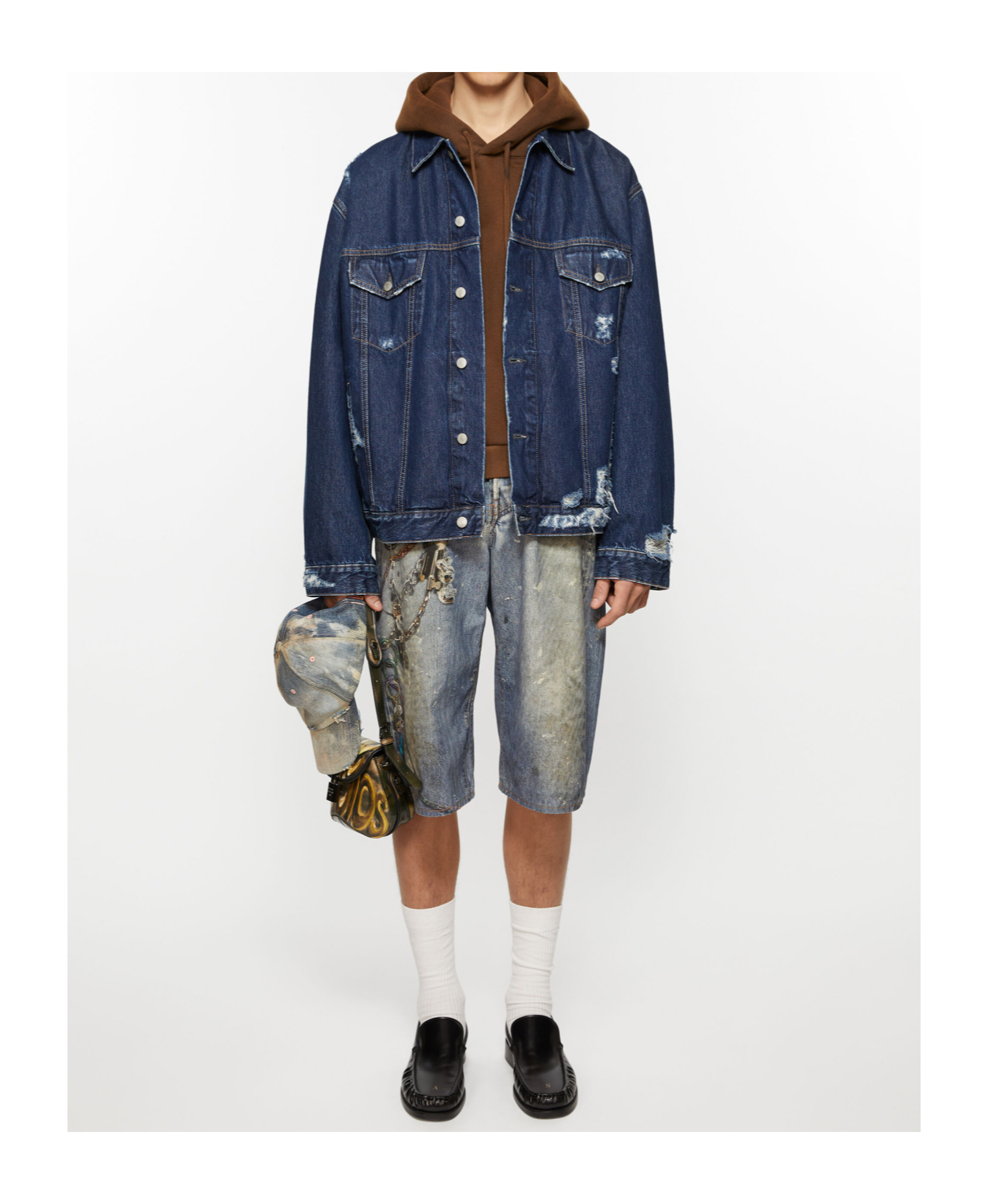 Acne Studios Distressed Oversize Denim Jacket Blue