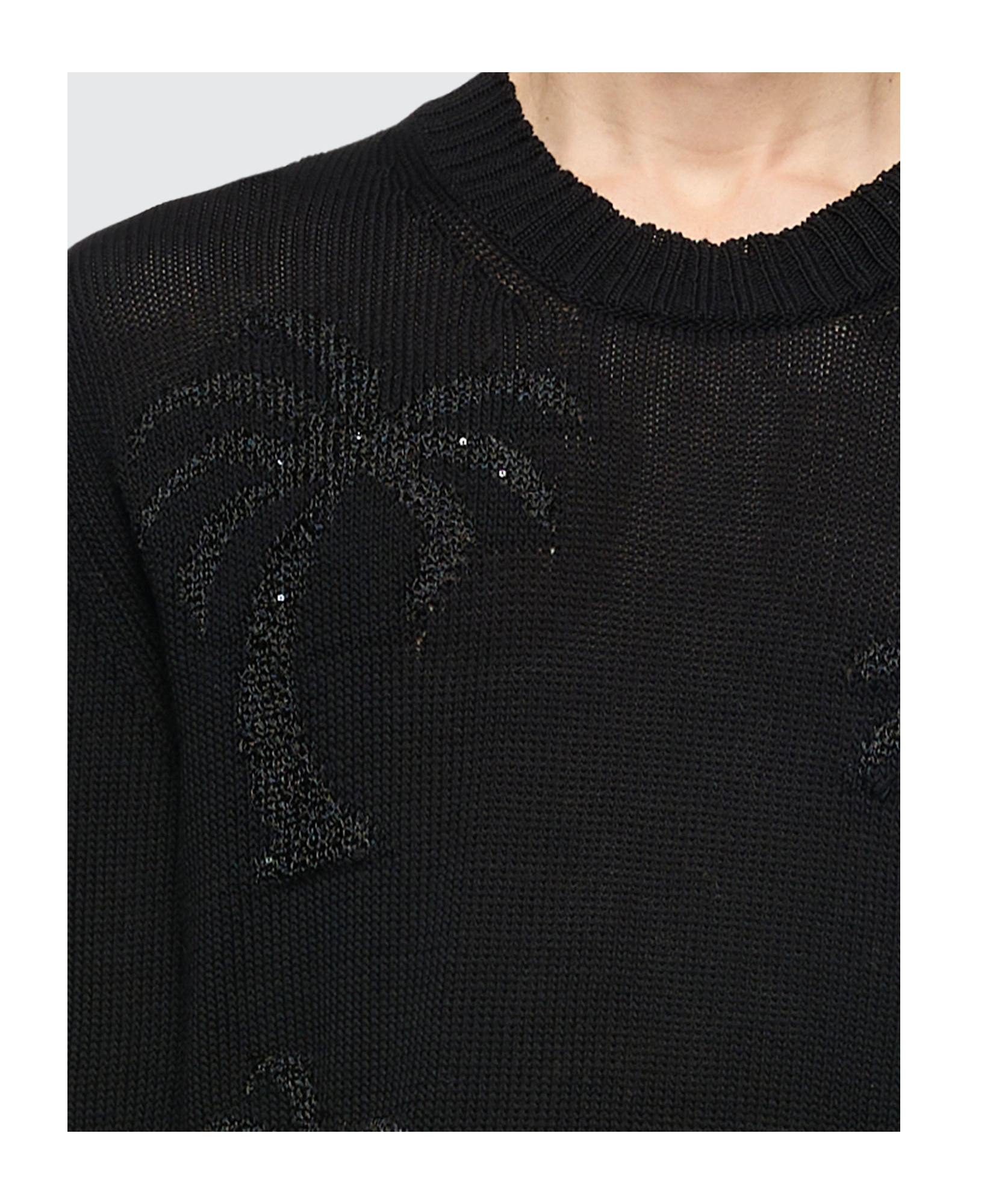 Shop Laneus Jacquard Sweater In Black