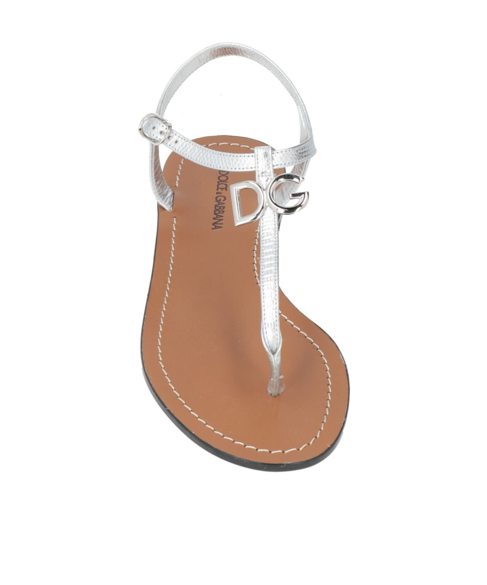 Dolce & Gabbana Solid Color Flip Flops In Silver
